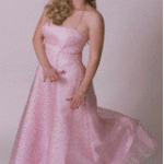 Brandy in a pink dress