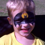 batman mask on little boy