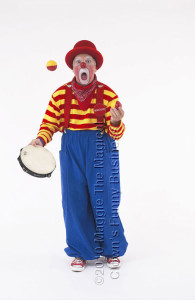 clown with a tambourine