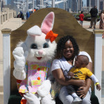 Easter Bunny with a women and child