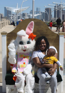 Easter Bunny with a women and child