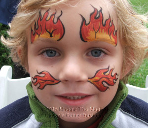 flames on young boys face