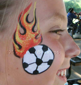 flaming soccerball facepaint