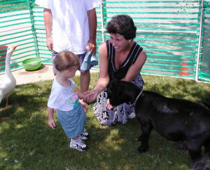 Funny Farm Petting Zoo - Lady and child