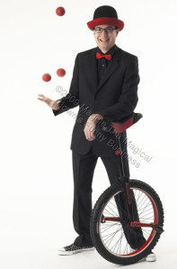 juggling balls on a unicycle
