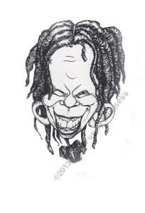 Caricature drawn by Martha of celebrity Whoopi Goldberg. Your guests will get the star treatment from Martha at your next event!