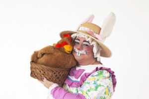 Bernice the Bunny holding a little red hen